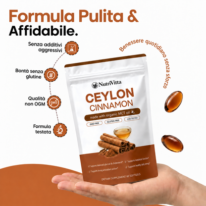 NutraVitta Canela do Ceilão equivalente a 7200 mg com óleo MCT