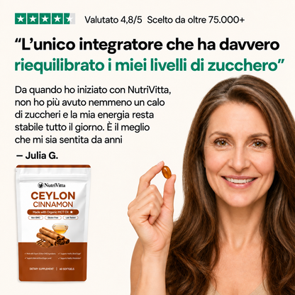 NutraVitta Canela do Ceilão equivalente a 7200 mg com óleo MCT